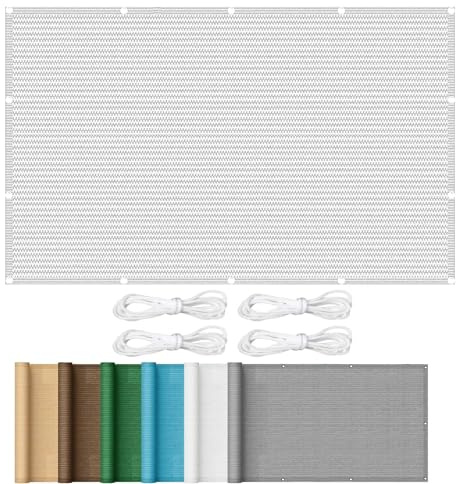 Markisenstoff 3.5 x 4 m Windschutz Sonnensegel Nach Maß mit Ösen UV Schutz Wetterbeständig Ohne Bohren für Balkon Terrasse Garten, Weiß