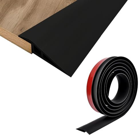 MeYuxg Perfil de transición autoadhesivo, 1 m x 5 cm, barra de transición de PVC, para suelo, umbral, riel de transición autoadhesivo, para suelos y alfombras, para suelos de parqué, umbrales (negro)
