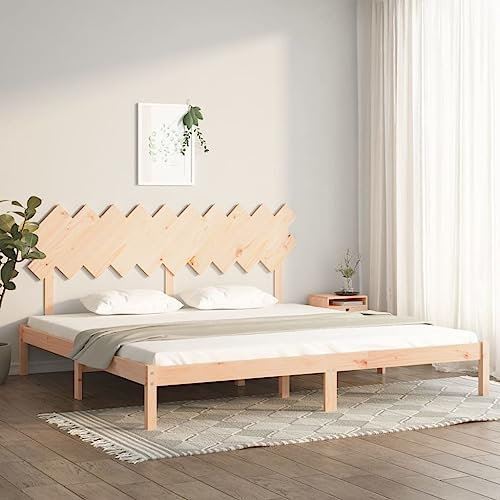 OHOOWOO Massivholzbett 200x200 cm,Schlichtes Bettgestell aus massivem Kiefernholz mit Kopfteil für Matratzen der Größe 200x200 cm
