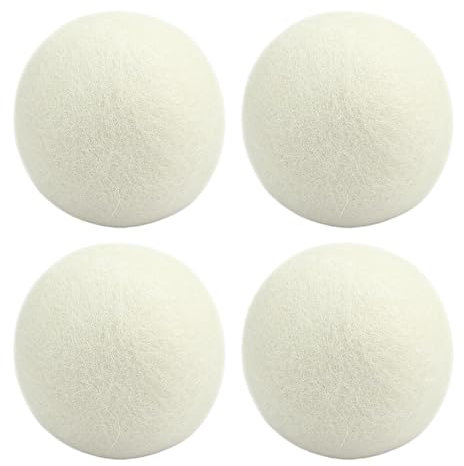 Bolas de lana para secadora, bolas de lana - Bola redonda suavizante de ropa - 4 bolas redondas de lana para secadora, kit de limpieza en seco, bola natural suavizante de tela para lavandería