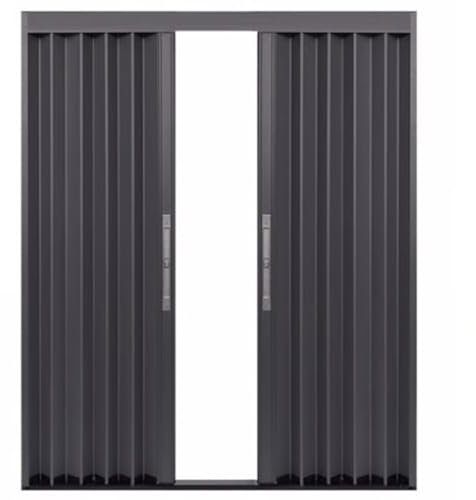 Schiebetür Falttür falttüren innentüren Robuste Falttür mit Schlüsselschloss – Aluminium, 1811761661611561511361261016661cm breit, vorgebohrt, grau, Falttür, Innenschiebetür, temporäre Tür, Raumteiler