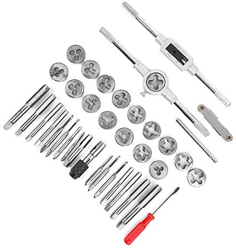 Acouto Jeu de Tarauds et Filières 40 Pièces Jeu de Tarauds et Filières M3-M12 Ensemble d'outils de Taraud à Vis Filetage Filière de Coupe Vis Taraud Jeu de Filières clé Taraud Outil de