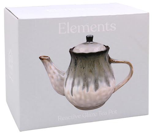 The Leonardo Collection Elements Reactive Glaze Kitchen Tea Pot | Stoneware Construction, No Tea Strainer, Comfortable Handle, Ideal for Home and Office Use