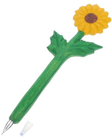 CAXUSD Penne A Forma Di Girasole Per Diario Penne Da Scrivania in Legno Articoli Di Cancelleria Floreali Vintage Accessorio Di Scrittura Unico Per Ufficio