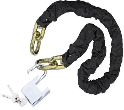 PaMeer Heavy Duty 1.8M Chain & Padlock, Triple Heat-Treated Boron Manganese Steel, Waterproof & Dustproof Protective Cover, High Strength Lock with 3 Keys, Ideal for Bikes, Motorbikes, Scooters