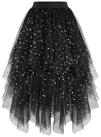 Dressever Damen Unregelmäßiger Mehrschichtiger Tüllrock | A-Linie Hoher Taillierter Rock;Ballett Tutu;Abschlussball Party;Karneval Party Rock;Halloween Netzkleid
