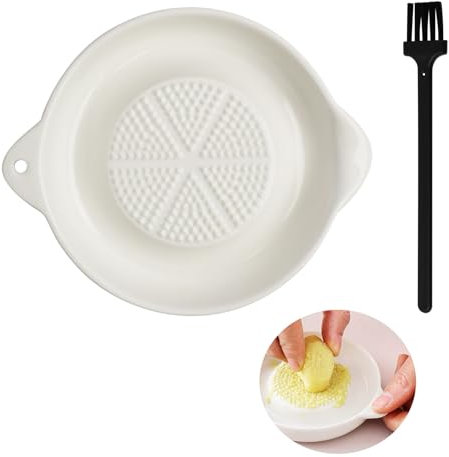 Rallador de Cerámica para Jengibre y Ajo con Cepillo, Rallador de Porcelana para Frutas, Verduras, Wasabi, Ajo y Jengibre, Fácil de Limpiar, Ideal para Zanahorias, Especias y Puré – Rallador de Placa