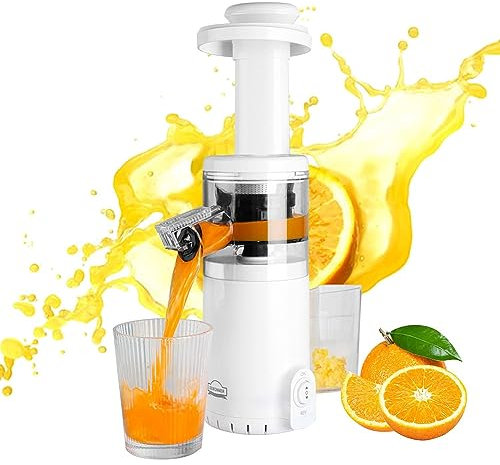 Mini extracteur de jus à mastication lente, extracteur de jus à mastication à froid avec grande goulotte large, capacité de 300 ml, facile à nettoyer pour céleri, fruits et légumes, extracteur de ju