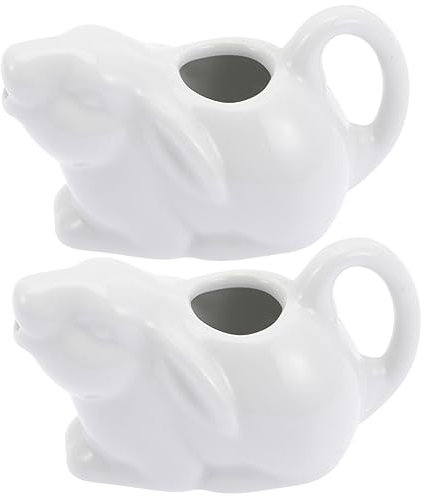 Holibanna Jarras De Cerámica Forma De Conejo Para Crema y Leche Pequeñas, Recipiente Para Salsa Cocina, Diseño Ligero y Fácil De Limpiar, 2 Unidades Para Uso Doméstico y Cafetería