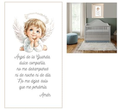 TODOKRAFT Póster Ángel de la Guarda, Decoración Cristiana Infantil, Oración en Español, Sin Marco 8 X 10 ¨