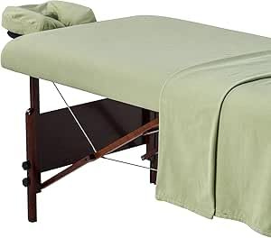Master Massage Cotton Flannel Sheets, 3 Piece Set Table Cover, Face Cushion Cover, Table Sheet, Lily Green, Spa, Tatto Table Replacement Cover.