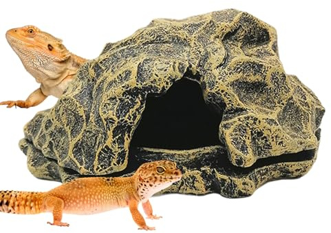 Shelter Reptil - Hartsstenshide-sten för skäggig eller boll, realistisk terrarium grotta | Reservoarlivsmiljödekor för ödlor, amfibier, liten sköldpadda, prelace point