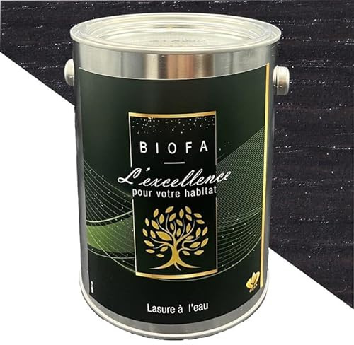Lasure à l'eau Biofa 2,5L - pour bois intérieur et extérieur - Faible en COV (Noir)