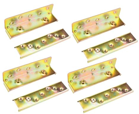 4 Stück Bettgeländer-Halterungen, Verbindungsbeschläge, Möbelbeschläge, Holzbettgestellverbinder, Eisen, Metall-Eckverbindungen, 15,2 cm, 2 mm dick