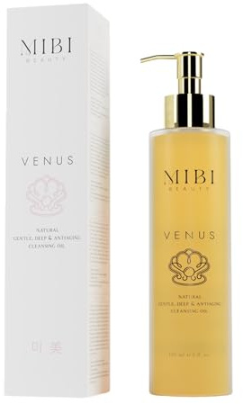 MIBI BEAUTY Venus - Aceite Limpiador Facial con Vitaminas C y E y 7 Aceites Botánicos, 95% Origen Natural, Desmaquillante Efectivo Sin Resecar, No Obstruye Poros, Todo Tipo de Piel, Antiedad, 150 ml