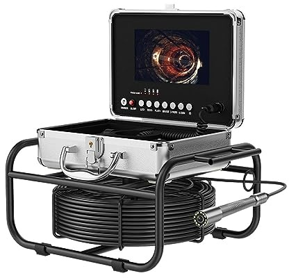 Telecamera Ispezione Tubi 7/9 Schermo 17/23mm Lente del tubo Telecamera di ispezione fogna 512HZ Localizzatore tubi Auto autolivellante Videocamera dell'endoscopio DVR(40 m,7IN WFI FC)