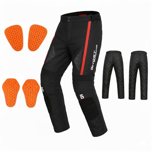 oFzimTo Motorrad Textilhose Motorrad Hose Herren CE Level 2 – Wasserdicht Winddicht 4 Jahreszeiten Motorradhose mit herausnehmbarem Thermofutter & Eva-Protektoren (Schwarz,M)