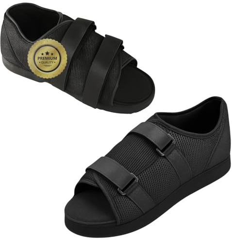 OrtoPrime Zapato Postoperatorio Suela Plana BILATERAL 3 TALLAS Zapatos Postquirúrgico Cirugía pie AJUSTABLE - Calzado para operación del pie - Zapato ortopédico Postquirúrgico (TALLA L (42-44))