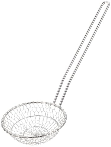 IWOWHERO Espumadera de Acero Inoxidable Mango Largo Colador de Cocina Resistente a Altas Temperaturas Malla Fina para Freír y Escurrir Alimentos Utensilio de Cocina Plateado para Uso