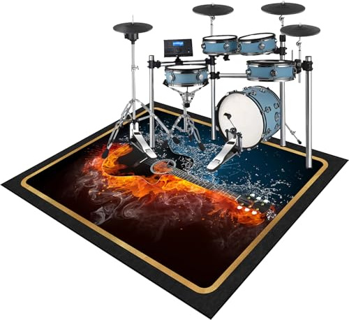 Professionelle Trommelteppich Schlagzeugteppich Schalldicht Drum Teppich rutschfest Musikinstrumente Bodenmatte Elektronisches Jazz Schlagzeug Kit für Bass Snare Drum Schlagzeug Teppich 180 x 160 cm