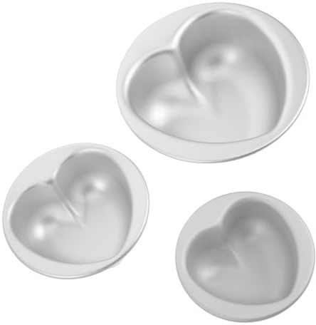 SMASOLO 3 Piezas Molde de Aluminio Forma de Corazón de Pequeño Mediano y Grande Antiadherente para Tartas Pasteles y Postres Fácil Desmoldado para Bodas y San Valentín