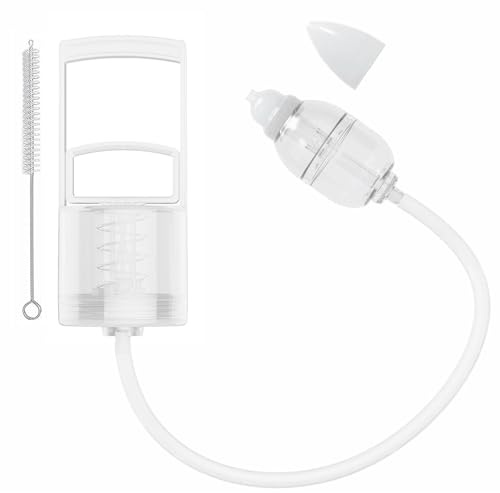 Aspirador nasal para bebé, ventosa de nariz de bebé, succión de moco con bomba de mano, aspirador nasal para bebé con puntas de silicona reemplazables, diseño antireflujo y cepillo de limpieza
