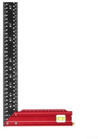 Righello ad angolo retto, in lega di alluminio di 90 gradi, a forma di L, quadrato per la lavorazione del legno, per marcatura e posizionamento righello perforato (40 cm)