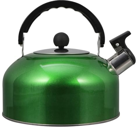 Veemoon Bouilloire à Sifflet 3l en Acier Inoxydable Fond Plat Compatible Gaz et Induction, Pichet de Cuisson Multifonction pour Thé et Boissons Chaudes, Poignée Ergonomique Vert Clair