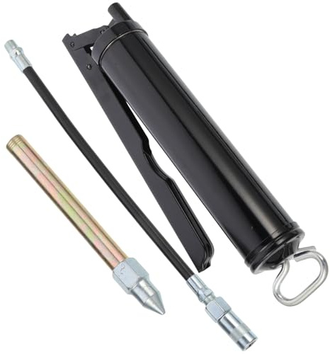 GARVALON Pistolet à Graisse Manuel 400cc Haute Pression Noir, Levier Ergonomique, Corps Moleté Antidérapant, Outil de Lubrification pour Graisses Automobiles Usage Intensif, Garage