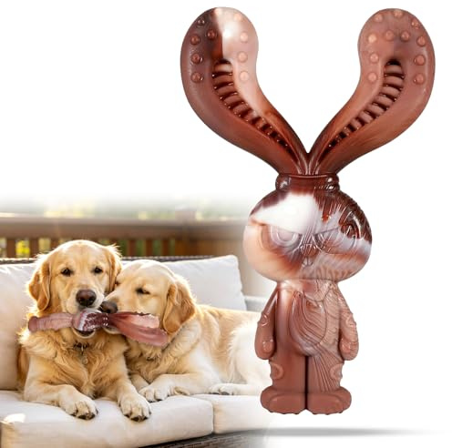 PYOCRD Jouet à Mâcher pour Chien Durable et Indestructible – Lapin | Jouet en Nylon Saveur Boeuf pour Chiens Moyens et Grands – Nettoyage des Dents et Amusement Interactif