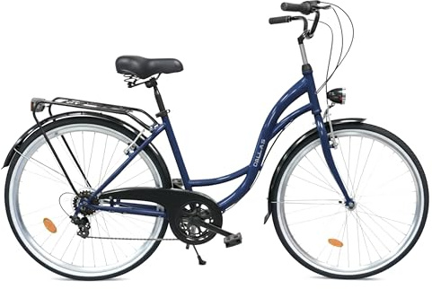 Fahrrad 28 Zoll - Bequemes Cityrad für Damen und Herren - mit 7-Gang Shimano Schaltung - Komfortabler Tiefeinsteiger für Stadt und Pendler - Dallas City