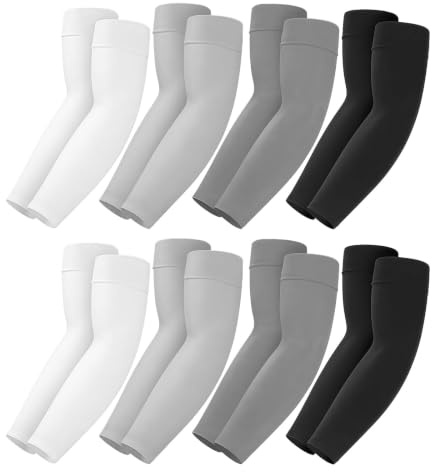 Higijapuf 8 paia di manicotti per braccia, protezione UV per ciclismo uomo donna, copribraccia rinfrescanti per sport, attività all’aperto, lavoro, pallavolo, gaming e copertura tatuaggi