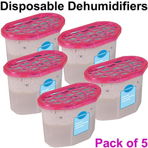 Cablefinder 5 X 0.5L jetables d'absorbeur d'humidité Déshumidificateur – Humide, Moule à Anti-Retour – Idéal pour Les Maisons, Les pièces, Garage, Stockage, Bateau, Caravane, Voiture, intérieurs