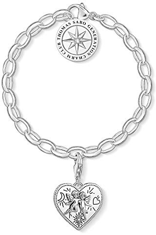 Thomas Sabo Damen Charm-Armband Herz Engel Charm Club 925 Sterling Silber SET0554-643-14-L19v