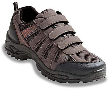 Chums Men's Walking Shoes Wide Fitting with Triple Strap Touch Fastening Brown 11 UK
