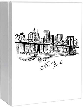 banjado Medizinschrank abschliessbar mit Motiv New York Skizze 35x46x15cm - großer Arzneischrank für die Hausapotheke - Medikamentenschrank aus Metall zur Medikamenten Aufbewahrung