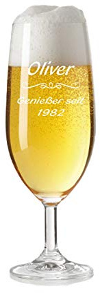 laser-diele Leonardo Bierglas mit Gravur - Personalisiertes Geschenk für Männer - Bierglas mit Namen 360 ml - Geschenk zum Vatertag und Geburtstag - Genießer