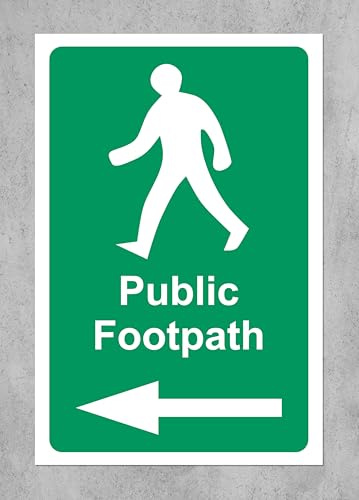 Public footpath arrow left directional sign - 3mm Aluminium sign 300mm x 200mm