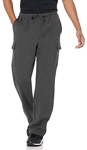 Amazon Essentials Cargo-Fleece-Sweathose für Herren, Charcoal Heather, Größe M