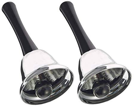 LEDLUX 2 Pezzi Campanello A Mano,Campana da Tavolo, Argento per Cucina Reception Albergo Hotel Ristorante Eventi, 65X135mm