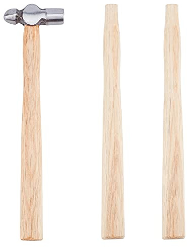 PH PandaHall 1pc Ball Peen Hammer with Two Spare Wooden Handle 4oz Dual-Headed Carbon Steel Hammer Heavy-Duty Metalworking Hammer for Household Workshop Metal Forming Repairing Rivet, 7.8