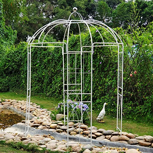 SCENDOR 106.7L x 81.5H x 81.5W Garden Arch Birdcage Shape Metal Gazebo Pergola Pavilion, Arbour Rose Trellis Metal Durable Iron Ues for Outdoor Climbing Plants Wedding Arches Ceremony