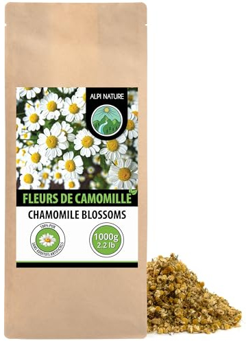 Alpi Nature Manzanilla Infusión 1kg, Flores de Manzanilla Natural Secas, Té Suelto