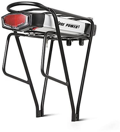 SHIMOST E-Bike Batterie 36V 13Ah Li-ion Akku Gepäckträgerbatterie mit Ladegerät, Passend für 26/27,5/28 V-Brake 250W-800W Elektrofahrrad (36V 13Ah Batterie mit Gepäckträger)