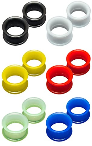 Fly Style Set aus 6 Farben Flesh-Tunnel aus Silikon - Extra weich und flexibel