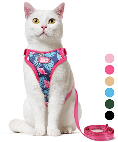 Supet Katzengeschirr und Leine, ausbruchsicher zum Spazierengehen, verstellbares Katzengeschirr und Leine, Set für große und kleine Kätzchen