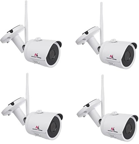 Maclean MCTV-516 Telecamera di sorveglianza WiFi IP/IPC, confezione da 4 5MPx per interni ed esterni, LED a infrarossi per osservazione notturna, IP67 (4, telecamere)