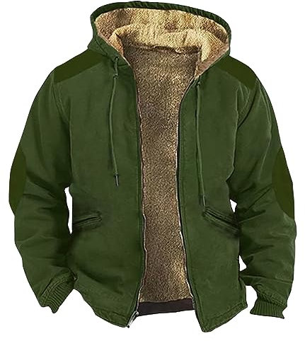 KONG JIMFAN Winterjacke Herren Softshelljacken Rain Coat Bomberjacke Herren Schwarz Cordjacke Strickweste Herren Laufshirt Herren Langarm Motorradbekleidung Herren Faserpelzjacke(Army Green,XL)