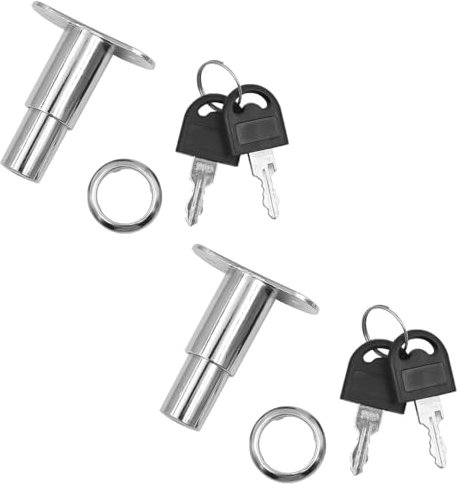 ZONADAH Cerradura de puerta corredera de 32 mm, práctica cerradura de cilindro con llave, cerradura de puerta de armario para cajones, oficina, archivador, aleación, herrajes para muebles, 2 unidades