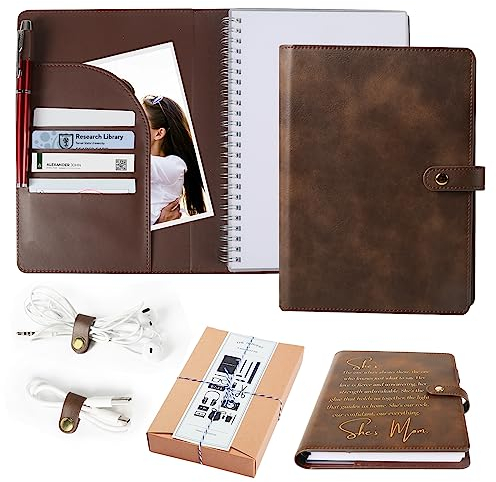 Risegun Tagebuch Leder, 5.9 x 8.4 Zoll Liniert Leeres Notizbuch A5 Braun PU Leder Notizbuch Einband Vintage-TagebuchBrauner Notizblock mit leeren Schreibseiten Lasergravur in Silber